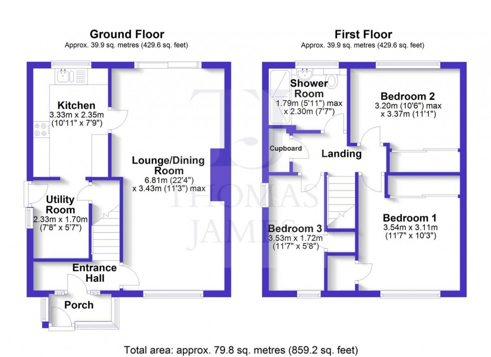 Floorplan for Listowel Crescent, Nottingham, NG11